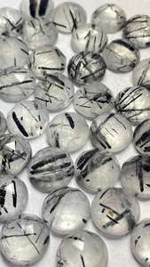 Piedra de rutilo negro natural con corte rosa de 9 mm, cristal redondo para protección y conexión con la Tierra, gema suelta con corte de roseta para joyería curativa. - Product Image 4