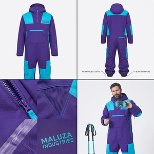 Combinaison de ski d'hiver imperméable et coupe-vent personnalisée 10 000 mm pour sports de montagne en plein air, à capuche, en polyester/nylon MALUZA - Product Image 5