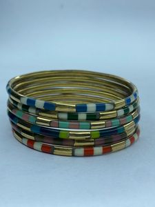 Custom Made Brass Bangles,cuffs and Bangle <b>Sets</b> Made From Resin Inlay & Embedded with <b>Coloured</b> Stones for Fashion Jewelry Stores - Product Image 4