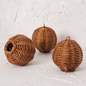 Boules de Noël artisanales en rotin, décorations d'arbre écologiques de haute qualité, boules suspendues. - Product Image 3