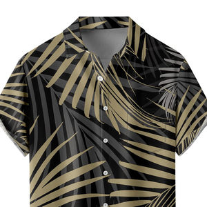 Chemise décontractée à manches courtes en satin tricoté respirant, style vacances hawaïennes, imprimée sur mesure pour hommes, idéale pour l'été et la plage, chemises Aloha bleues - Product Image 6