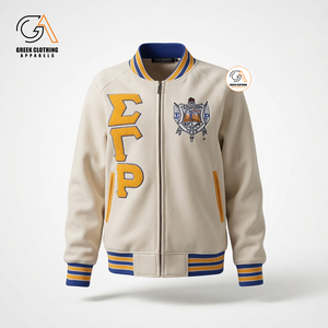 เสื้อแจ็คเก็ตวาร์ซิตี้แขนยาว Sigma Gamma Rho ทำจากขนแกะ หนัก ทนทาน ระบายอากาศได้ดี ปักลาย  ไซส์ใหญ่ สำหรับผู้ใหญ่ ฤดูใบไม้ร่วง แบบเดี่ยว - Product Image 1