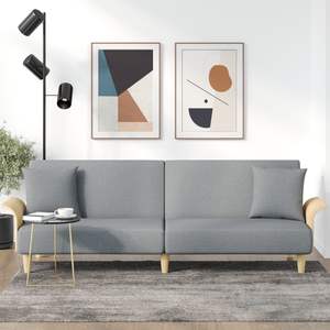 Canapé-lit standard en tissu gris clair 100% polyester - Product Image 1