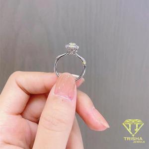 Anillo de Diamante Moissanite de Corte Redondo, Plata de Ley 925, Halo, Joyería de Compromiso y Boda, Anillo Nupcial Elegante - Product Image 4