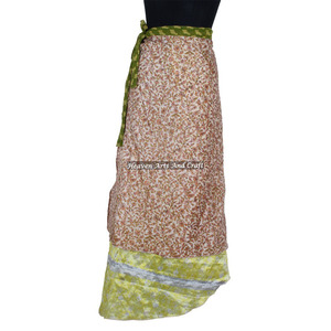 2 Layer Magic Sari Silk <b>Wrap</b> <b>Skirts</b> in India 2 Layer Reversible Magic Silk Saris <b>Wrap</b> Long <b>Skirt</b> Sari <b>Wrap</b> <b>Skirt</b> Long Silk Girls - Product Image 3