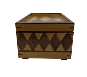 Boîte de rangement en bois artisanale incrustée, motif géométrique diamant marqueterie, coffre au trésor, boîte à souvenirs, organisateur décoratif en bois - Product Image 6