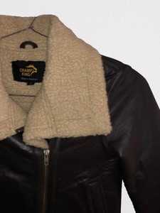 Veste en cuir véritable pour homme CHAMP KING, doublure en sherpa, fermeture éclair, style moto, chaude pour l'hiver - Product Image 4