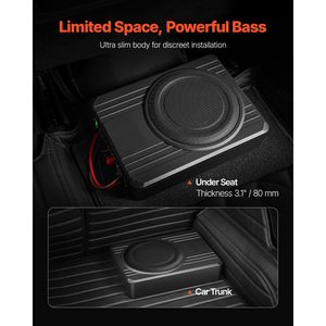 Subwoofer Auto Sottosedile Slim da 8 Pollici 400W con Amplificatore Audio a Profilo Alto/Basso, Subwoofer Auto Alimentato a Basso Profilo per Altoparlanti Auto - Product Image 2