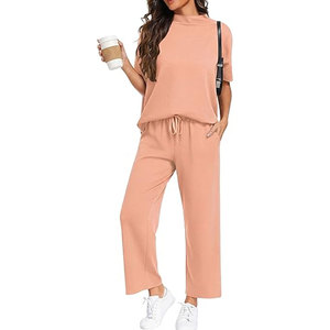 Conjunto coordinado para mujer en color personalizado, hecho de algodón/poliéster, tela ligera y transpirable, conjunto coordinado para venta en línea. - Product Image 1