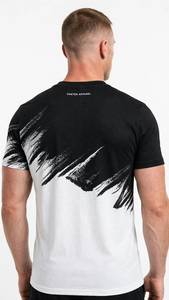 ONETEN APPAREL T-shirt imprimé noir et blanc pour hommes, haut décontracté à manches courtes et col rond - Product Image 5