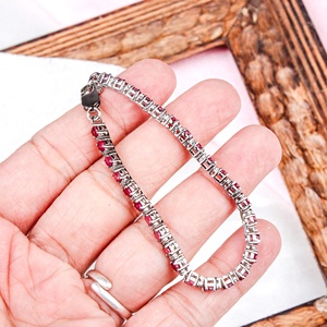 Memoria Jewels Women's 2026 Latest High Quality Ruby Faceted Cut Gemstone Cubic Zircon 925 Sterling Silver Trendy <b>Bracelet</b> - Product Image 3
