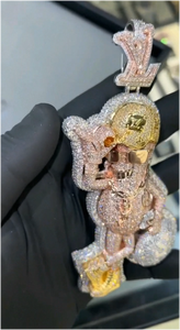 Colgante de Moissanita Iced Out con Certificación IGI, Diseño 3D de Dibujos Animados, Personalizado para Hombre, Estilo Hip Hop, Plata 925, Cadena de Oro VVS, Joyería Fina - Product Image 4