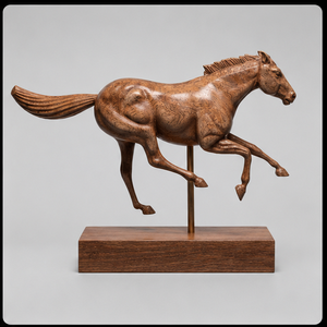 Handmade Wooden Horse Sculpture Carved Animal Figure Traditional Wood Handicraft for Living Room Tabletop <b>Decor</b> - Product Image 5