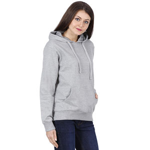 Sudadera con Capucha Gris para Mujer, Manga Larga, Color Sólido, Informal, Tejida, Mezcla de Algodón, con Bolsillos, para Otoño - Product Image 2