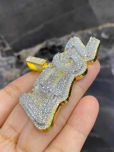 Colgante Personalizado con Nombre en Letra de Plata de Ley 925 con Diamante Moissanita para Hombre, Estilo Hip Hop, Colgantes y Dijes - Product Image 4