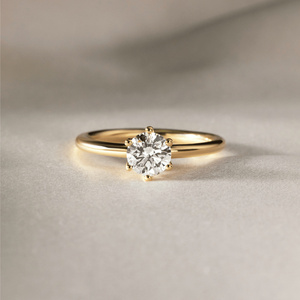 Anillo de Diamante Cultivado en Laboratorio con Certificado IGI, Corte Redondo de 1-5 Quilates, 6 Puntas, Solitario, Oro Sólido de 18K, 14K, 10K, Plata 925, Anillo de Compromiso y Boda - Product Image 1