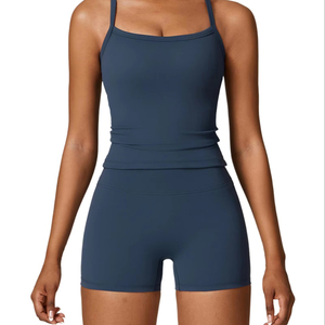 Two Piece Yoga Workout Sets For Women Tank Top Matching High Waist <b>Booty</b> Lifting Shorts Gym Yoga Active Wear Outfits - Product Image 1