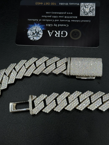 New Arrival 20mm Moissanite Diamonds Studded Cuban Link Two Tone Sterling Silver Unisex Iced <b>Rapper</b> Necklace Reasonable Prices - Product Image 4