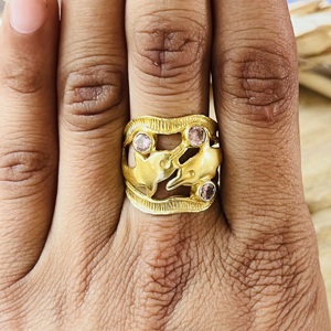 Unique Design Dolphin <b>Ring</b> <b>Boho</b> Brass <b>Rings</b> For Women 18k Gold Plated Animal Chunky Band Amethyst Jewelry For Wholesale/OEM/ODM - Product Image 4