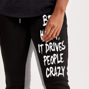 <b>Men's</b> Black Sweatpants <b>White</b> Letter Print Elastic Waist Casual Fit Midweight Worsted Fabric Eco-Friendly Breathable Cotton Blend - Product Image 2