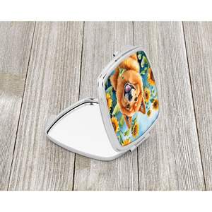 Spitz finlandés girasoles compacto plegable de mano espejo de maquillaje de viaje regalo decorativo de bolsillo para mujeres y niñas - Product Image 2