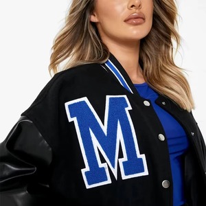 Fashion Women Varsity <b>Jacket</b> Custom <b>Baseball</b> Letterman Coat Premium Wool Leather Factory OEM ODM Sample Service - Product Image 1