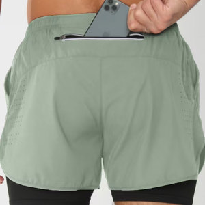 2026 Wholesale Two-Piece Shorts for Men, Athletic Double-<b>Layer</b> Running Fitness Shorts with Woven Pockets - Product Image 3