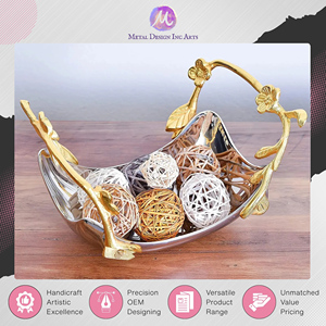 โปรโมชั่นสุดพิเศษสำหรับถาดเสิร์ฟสแตนเลสตกแต่ง – ด้ามจับสีทองสำหรับขนมขบเคี้ยว อาหารเรียกน้ำย่อย และของตกแต่งบ้าน - Product Image 4