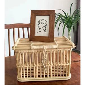 Panier de rangement en rotin tissé à la main avec couvercle, bac décoratif en osier pour l'organisation de la maison, panier rectangulaire en fibres naturelles durables - Product Image 4