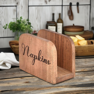 Acacia Wood Napkin <b>Holders</b> for <b>Kitchen</b> Napkin Storage Dispenser with logo for <b>Kitchen</b>, Dining Room Table Decor <b>Tissue</b> <b>Holder</b> - Product Image 5