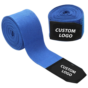 Bandes de boxe bleues sur mesure pour enfants, protège-poignets hautement élastiques pour l'entraînement junior, accessoires de boxe durables en coton pour l'entraînement - Product Image 1