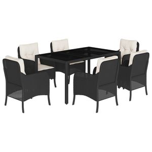 Conjunto de Comedor de Jardín de 6 Plazas en Ratán Sintético Negro con Fundas Extraíbles - Product Image 2