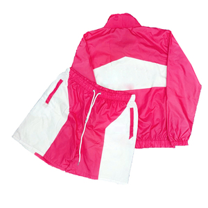Conjunto Deportivo de Chaqueta con Cierre y Parches Reflectantes con Logotipo Personalizado y Pantalones Cortos de Nailon, Unisex, Cortavientos para Hombre - Product Image 4
