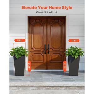 Set di Fioriere Moderne in Plastica da 22 Pollici per Uso Esterno/Interno - Grandi Vasi per Fiori da Portico con Design Rialzato - Product Image 3