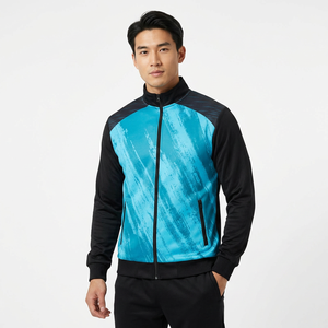 Custom Sublimation Fleece <b>Jacket</b> Zip Up Track <b>Jacket</b> Geometric Print Winter Outerwear for <b>Men</b> and Women - Product Image 6