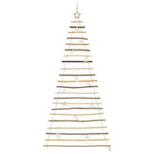 Sapin de Noël en bois de frêne massif de 82,7 pouces avec 130 LED, décorations de Noël naturelles - Product Image 5