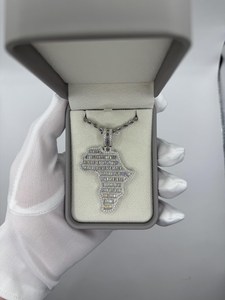 Hot Selling Iced Out Africa <b>Map</b> Pendant Moissanite 925 Sterling Silver Hip Hop Flag Charm Necklace Luxury Statement Jewelry - Product Image 5