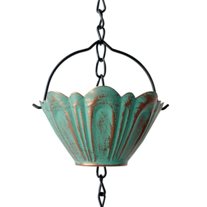 Cadena de Lluvia de Hierro Verdigris TH88 de Esschert Design, Alternativa a la Canalón de Desagüe, Decoración para Jardín Exterior - Product Image 1