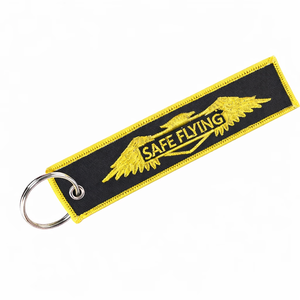 Porte-clés en tissu personnalisé pour promotion, style Jet Tag, avec logo brodé sur les deux côtés - Product Image 3