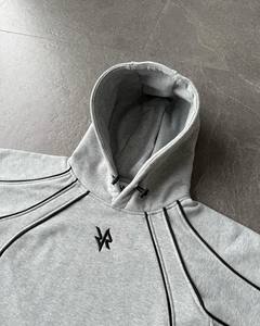 Ensemble de survêtement gris à capuche court |   Survêtement technique à empiècements |   Ensemble Athleisure Oversize |   Fabricant de Marques Privées OEM - Product Image 6