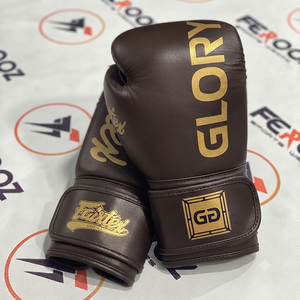 ถุงมือชกมวย Fairtex Glory สีคาเมล รุ่นปรับแต่งได้ วัสดุหนังแท้ ปิดด้วยแถบตีนตุ๊กแก ระบายอากาศได้ดี สำหรับผู้ใหญ่ฝึกซ้อม - Product Image 2