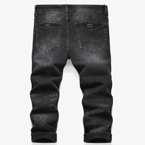 <b>Mens</b> Classic Zipper Biker Regular Fit Flex Jeans Stylish <b>Stretch</b> Denim Pants for Everyday Comfort - Product Image 5