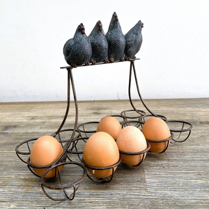 Vintage Metal Egg <b>Rack</b> With Chicken Handle Decorative Farmhouse Egg Holder For <b>Kitchen</b> Egg Stand For Home & Restaurant Use - Product Image 1