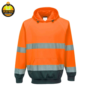 Ventes en gros de sweats à capuche de travail personnalisés avec logo, pour l'hiver, haute visibilité, réfléchissants, fluorescents, avec réflecteurs de sécurité - Product Image 2