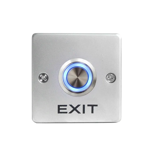 Door Exit Switch Release Zinc Alloy Push Button With Blue LED Light 12V Smart Lock System for Home Appliance Exit Button