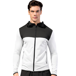 Sweat-shirt à capuche zippé pour homme, coupe ajustée, séchage rapide, tricoté, veste de sport pour l'entraînement, automne, couleur unie gris noir - Product Image 3