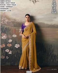 ผ้าปักลายแฮนด์เมด Sunset Glow สำหรับงานปาร์ตี้ฤดูร้อน ดิวาลี หรืองานเลี้ยงฤดูหนาว ซึมซับความชื้น ไม่ยับง่าย สำหรับผู้หญิง - Product Image 4