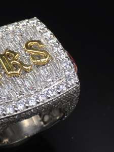 Custom <b>Emerald</b> Cut Diamond Championship <b>Ring</b> 925 <b>Silver</b> Rhodium Plated 10 Ct Iced Statement Hip Hop Rapper Jewelry Unisex - Product Image 5