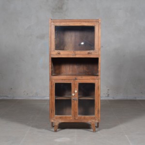 Meilleure collection d'armoires de rangement rustiques en bois massif avec portes vitrées, art himalayen antique - Product Image 1