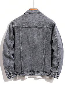 Veste en jean personnalisée avec logo OEM pour hommes, coupe ample, poches brodées, style streetwear décontracté, vintage, tendance, veste urbaine - Product Image 5